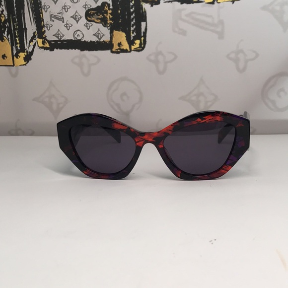New Authentic Prada PR07YSF Women’s Sunglasses – Abstract Orange Frame / Violet - Picture 1 of 13